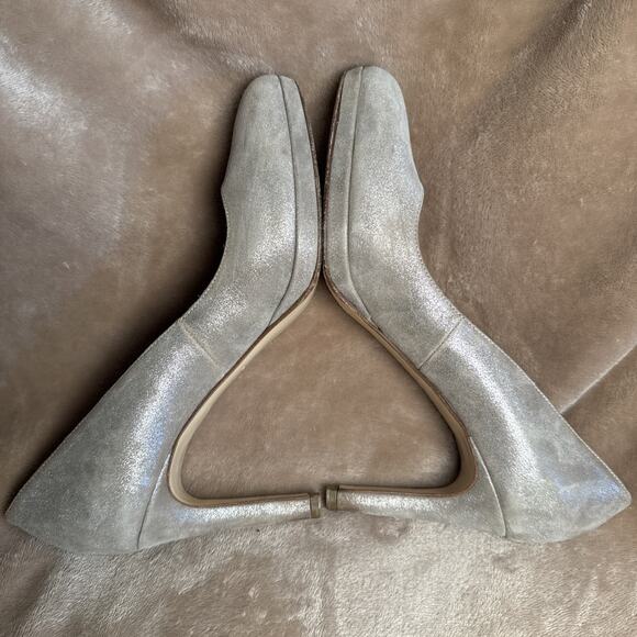 Hobbs London Made In Italy Juliet Siler Shimmer Suede Heels Women EU 40.5 US 9.5 - Picture 5 of 8
